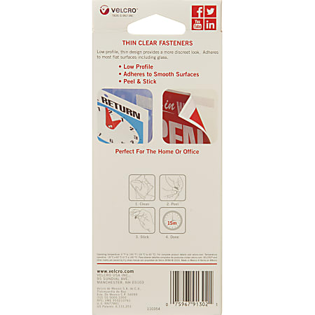 VELCRO Brand Self Stick Round Fasteners Hook Clear 58 Diameter Box Of 75 -  Office Depot